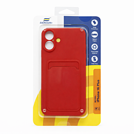 Svensson+ Card Holder Silicon Case For iPhone 16 Plus Red