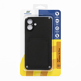 Svensson+ Card Holder Silicon Case For iPhone 16 Plus Black