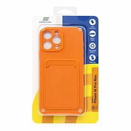 Svensson+ Card Holder Silicon Case For iPhone 16 Pro Max Orange