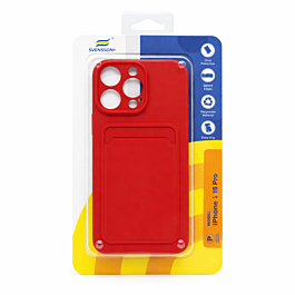 Svensson+ Card Holder Silicon Case For iPhone 16 Pro Red