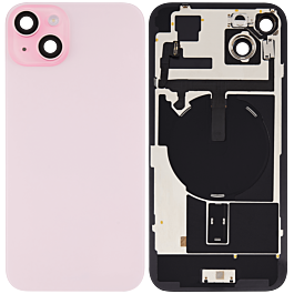Rear Glass No Logo With Camera Lens Wireless Charging and Flashlight Flex for iPhone 15 Plus Pink