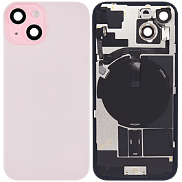 Rear Glass No Logo With Camera Lens Wireless Charging and Flashlight Flex iPhone 15 Pink