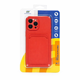 Svensson+ Card Holder Silicon Case For iPhone 15 Pro Max Red- Thepartshome.eu