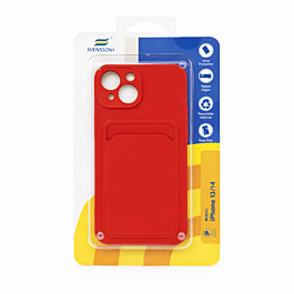 Svensson+ Card Holder Silicon Case For iPhone 13/14 Red  - Thepartshome.eu