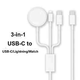 T310 3-in-1 USB-C to USB-C/Lightning/Watch Magnetic Charging Cable