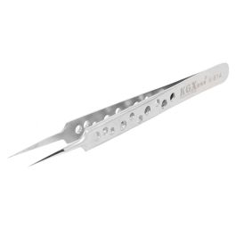 KGX K-914 Extra-hard Stainless Steel Straight Fine Tip Jump Wire Tweezer  Wide Handle With Holes
