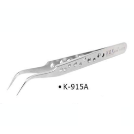 KGX K-915 Extra-hard Stainless Steel Curved Fine Tip Jump Wire Tweezer Wide Handle With Holes