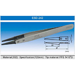 Anti-Static Stainless Tweezer with Plastic Tip [ESD-242]