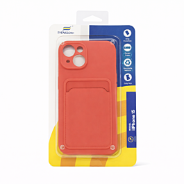 Svensson+ Card Holder Silicon Case For iPhone 15 Coral -  Thepartshome.eu