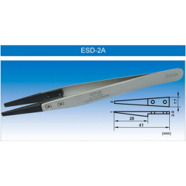 Anti-Static Stainless Tweezers with Plastic Tip [ESD-2A]