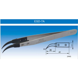 Anti-Static Stainless Tweezers with Plastic Curved Fine Tip [ESD-7A]